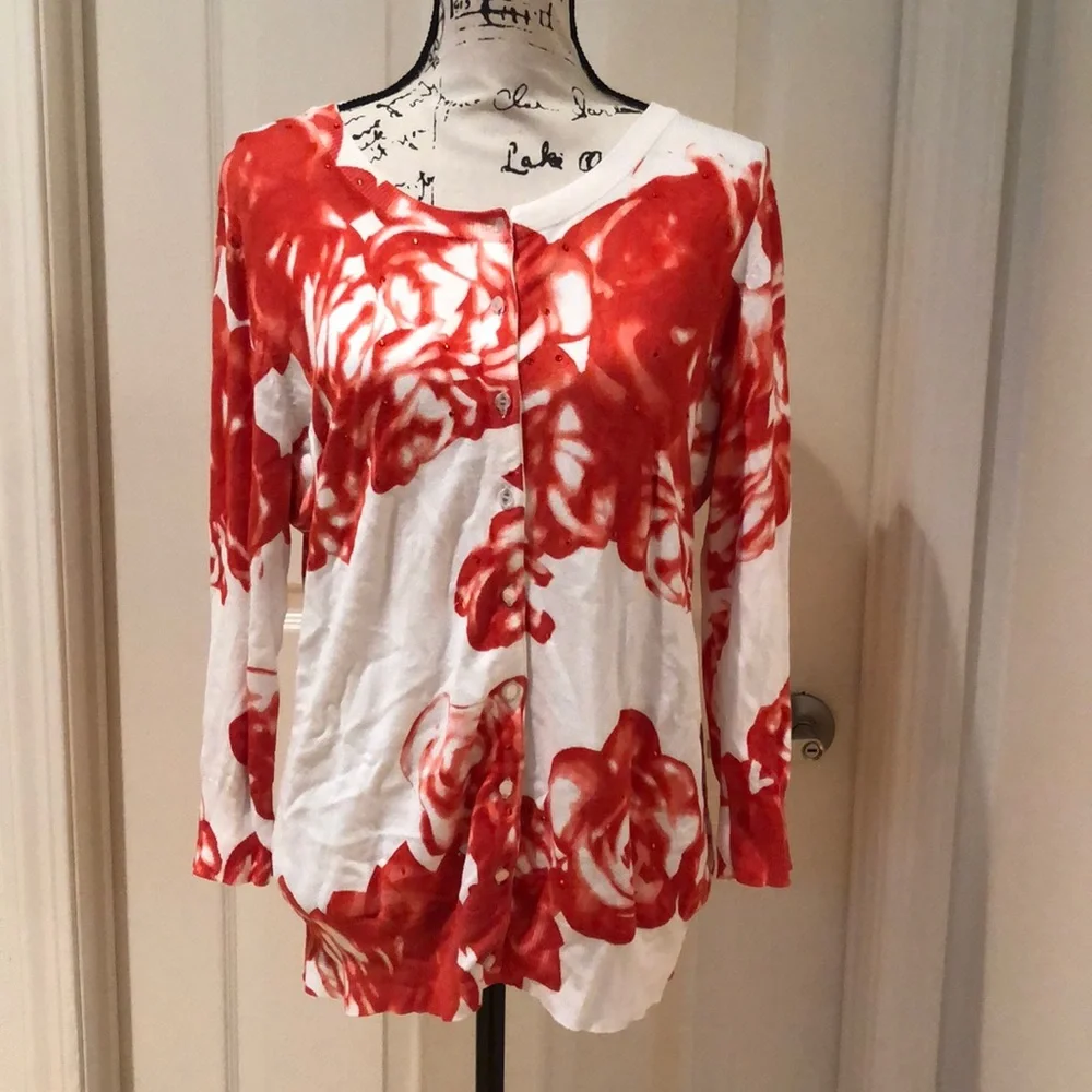Cyrus Orange and White Floral Sweater size XL